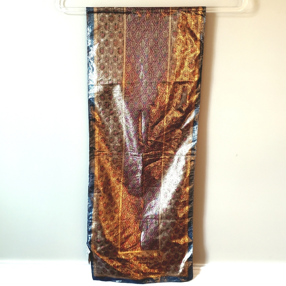 Vtg Oscar De La Renta Shimmer Metallic Scarf Italy Old Money Glam Cocktail Party